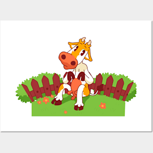 Cow Relaxing Posters and Art